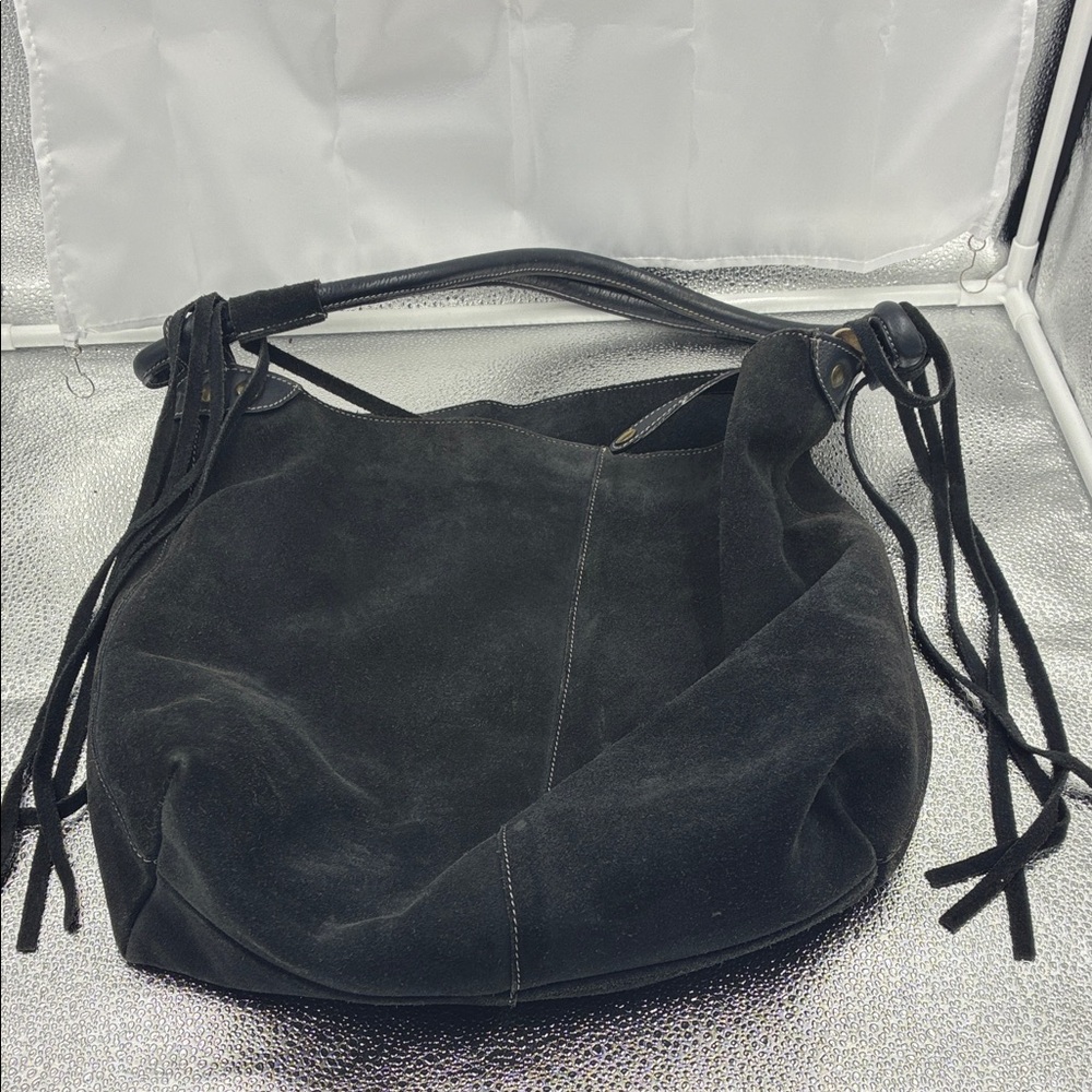Dark Navy Blue Suede Unbranded Hobo Bag